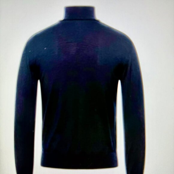 Ferragamo Mens Virgin Wool Bomber Jacket, SZ L, Navy, Zipper w/Leather, RT $1800 - Picture 13 of 14